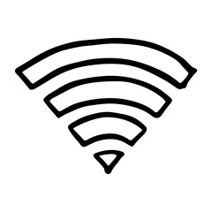 Hand drawn free wifi spot zone sign Public wi-fi area sign Wireless internet clipart in doodle style Single element for print, web, design, decor 3G, 4G, 5G, 6G, IoT