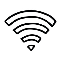 Hand drawn free wifi spot zone sign Public wi-fi area sign Wireless internet clipart in doodle style Single element for print, web, design, decor 3G, 4G, 5G, 6G, IoT