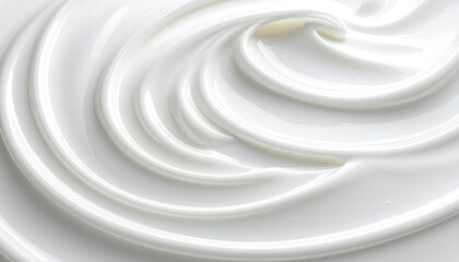 Creamy yogurt swirl texture in soft lighting, clean white background, smooth and fresh appearance, healthy dairy product, closeup detail, inviting and appetizing