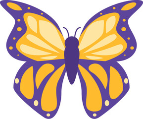 Butterfly with purple and yellow wings, perfect for nature, spring, and insect related designs