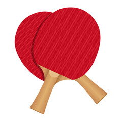 Two red ping pong paddle or table tennis racket