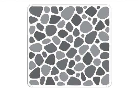 Abstract monochrome background texture featuring irregular gray stones and rounded pebbles