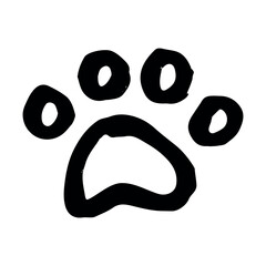 Hand drawn cute cat's paw Cat, dog, animal footprint in doodle style Single element for print, web, design, decor, greeting cards, children's prints