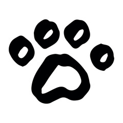 Hand drawn cute cat's paw Cat, dog, animal footprint in doodle style Single element for print, web, design, decor, greeting cards, children's prints