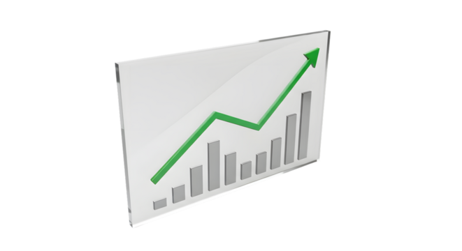 3d icon of growth chart isolated on transparent background