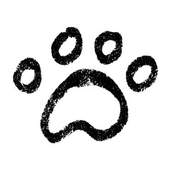 Hand drawn cute cat's paw Cat, dog, animal footprint in doodle style Single element for print, web, design, decor, greeting cards, children's prints