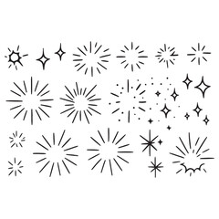 Doodle sparkle and rays set vector