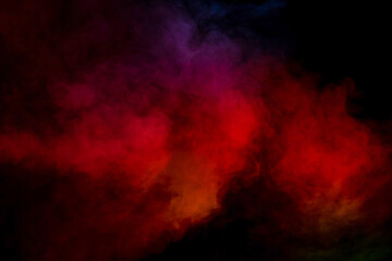 Orange and red steam on a black background.