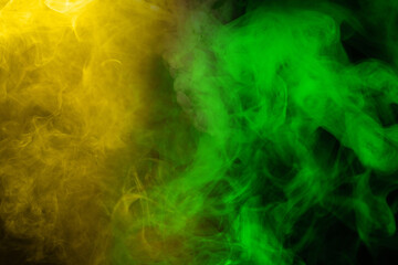 Yellow and pink steam on a black background.