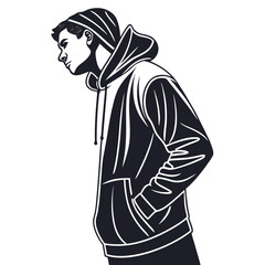 Man in a hoodie looking down
