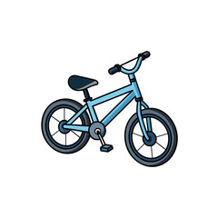 Fototapeta premium A simple cartoon illustration of a blue bicycle with white accents on a black background