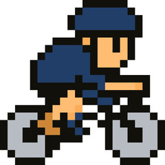pixel illustration of a cyclist riding a bicycle