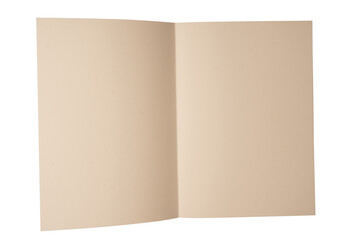 Open notebook with blank pages isolated on a white background.