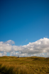 Lonely Cottage in Wide Open Hills Under Vast Blue Sky, Snowdonia