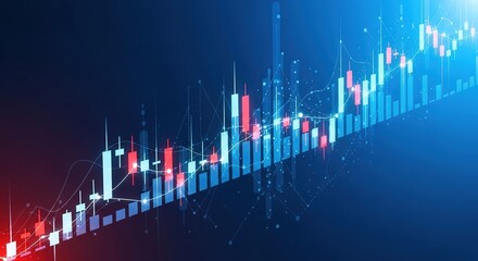 Naklejka premium Dynamic Financial Chart With Candlestick Patterns
