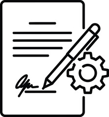 Contract agreement with signature pen and gear for process management concept
