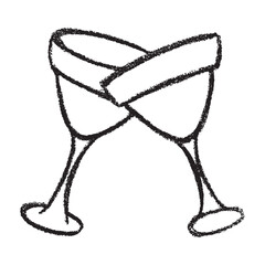 Hand drawn wine glasses clinking together Alcohol drink clipart in doodle style Single element for print, web, design, decor Happy New Year 2026