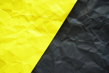 wrinkled paper texture background, black and yellow paper overlay background
