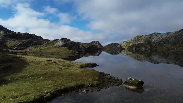 Handheld footage of pond in norway rogaland