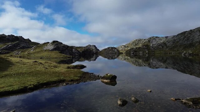 Handheld footage of pond in norway rogaland