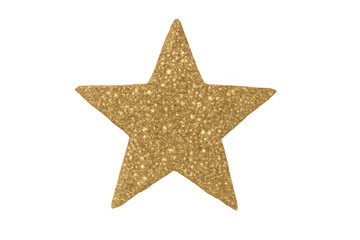 Golden glitter star shining with festive sparkle, celebrating success and holiday seasons on a transparent background