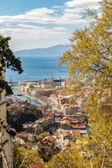 Panoramic view of Rijeka city and Adriatic Sea coastline in Croatia