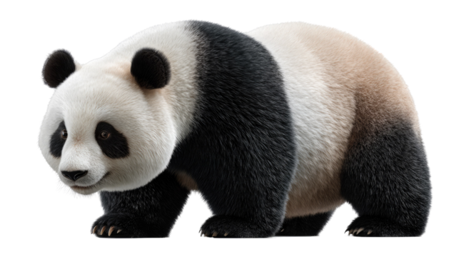 Giant Panda Portrait: Captivating studio shot of a giant panda, with its distinctive black and white markings and gentle gaze, creating an intimate encounter with nature's charm.