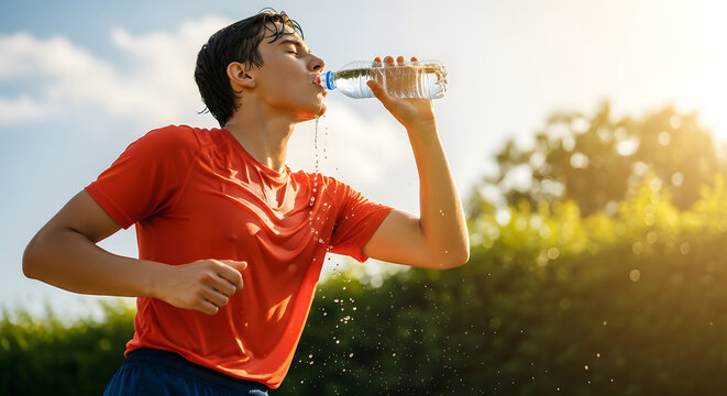 Man drinking water after running workout fitness hydration health wellness thirst quench exercise recovery