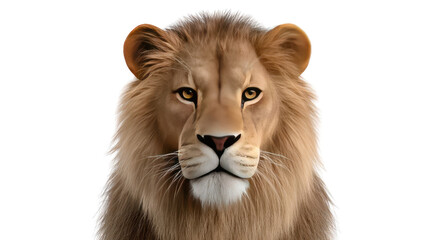 Obraz premium Majestic Lion Portrait: A captivating headshot of a regal lion, showcasing its impressive mane and piercing gaze, symbolizing power and dominance. 