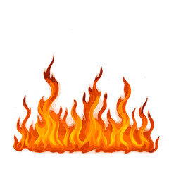 Dynamic row of intense orange and red flames creating a burning heat effect