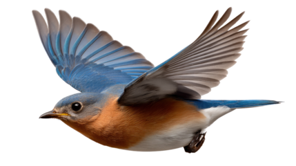Soaring Bluebird: A vibrant bluebird takes flight, its wings outstretched in graceful motion, a testament to the beauty and freedom of nature.