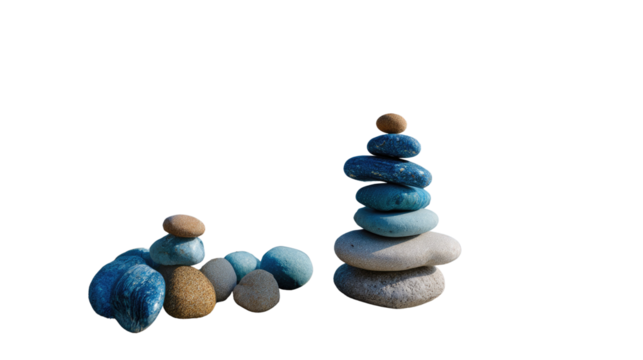 Serene Stones: Balanced stones sculptures showcasing the art of equilibrium and a harmonious balance of natural elements. 