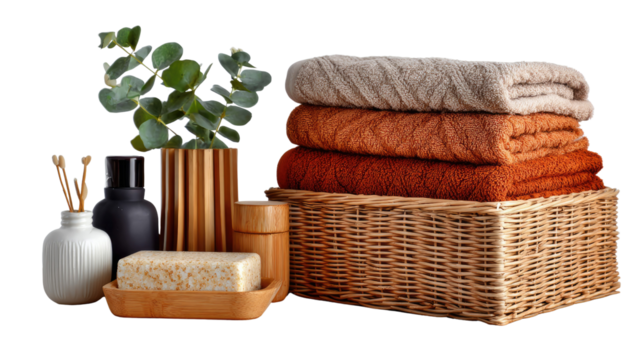 Cozy Home Spa Essentials: A harmonious display of home spa essentials evokes a sense of tranquility. It's an invitation to a rejuvenating experience.