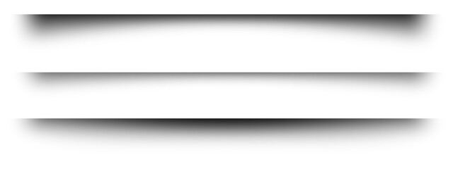 Obraz premium Soft, realistic black paper shadow overlay effect, transparent gradient shade subtle, set of page divivider shadow for design like poster, banner and card.