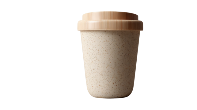 Eco-Friendly Travel Mug: A sustainable travel mug made from plant-based materials, designed for eco-conscious individuals, blending functionality with environmental responsibility.