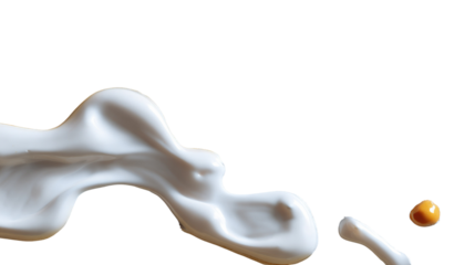 Milk Splash and Golden Orb: A dynamic splash of smooth, milky liquid interacts with a singular, radiant golden orb, creating a captivating visual contrast.