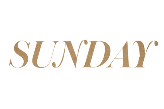 Brown paper typography text sunday isolated on transparent background