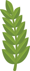 Stylized green twig with lush leaves reaching towards the sky, symbolizing growth and nature
