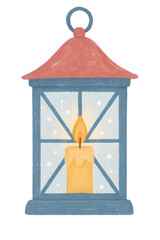Christmas lantern hand drawn pastel texture transparent PNG for cards banners stickers winter décor signage and cozy social posts