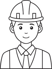 A engineer with helmet vector for coloring page 