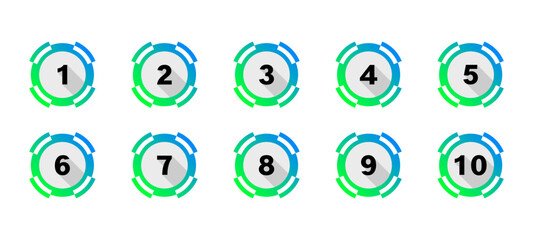 number icon 1-10, number vector 1-10 isolated on transparent background
