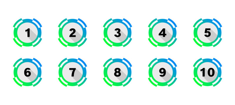 number icon 1-10, number vector 1-10 isolated on transparent background