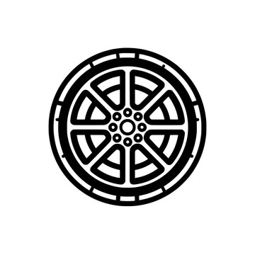 Car wheel changing is represented by an icon, a modern illustration isolated on white, symbolizing wheel tyre service for digital applications