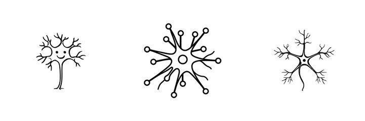 Icon for Neuron Structure, featuring a Thin Linear Illustration, used in Neurological Science and Nervous System Education as an Isolated Outline Modern Sign