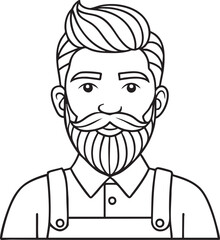 Handsome barber character with stylish beard ready for creative haircut illustration design