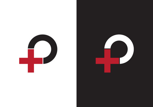 plus symbol icon illustration letter P and plus logo vector
