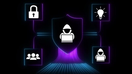 Ai agent hacker icon digital circuits and glowing particles, symbolizing advanced artificial intelligence and future technology. Multi function for Agentic AI technology  - Powered by Adobe