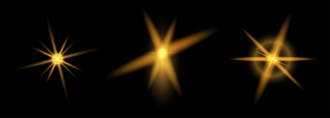 A set of elements. Christmas glitter, shimmering bokeh effects, and glittery texture for your designs. Festive sparkling gold. Holiday illumination for cards, invitations, and banners.