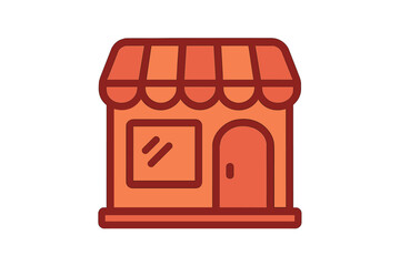 Minimalist orange and red storefront building for retail, commerce, and small business services