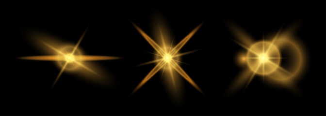 A set of elements. Christmas glitter, shimmering bokeh effects, and glittery texture for your designs. Festive sparkling gold. Holiday illumination for cards, invitations, and banners.